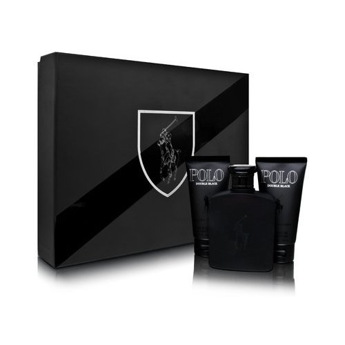 Polo Double Black Gift Set 3Pcs (2.5 fl. oz. Eau De Toilette Spray + 2.5 oz. After Shave Gel + 2.5 oz. Hair and Body Wash) for Men by Ralph Lauren. ( Men's Fragance Set) รูปที่ 1