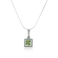 Chuvora Real Irish Four Leaf Clover, Symbol of Good Luck, Small Square Pendant Necklace ( Chuvora pendant )