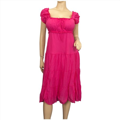 Plus Size Pink Cotton Empire Waist SunDress ( eVogues Apparel Casual Dress ) รูปที่ 1