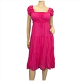 Plus Size Pink Cotton Empire Waist SunDress ( eVogues Apparel Casual Dress )