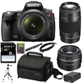 Review Sony Alpha SLT-A55V/L 16.2Megapixel DSLR with Translucent Mirror Technology and 3D Sweep Panorama and 18-55mm F3.5-5.6 Lens with Sony 75-300 Zoom Lens and SAL35F18 Wide Angle Lens + Accessory Kit