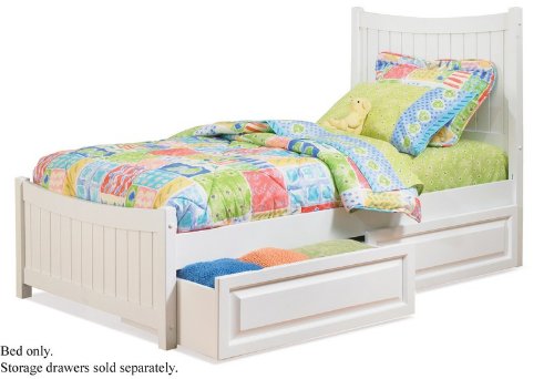 Full Size Platform Bed with Footboard White Finish  รูปที่ 1