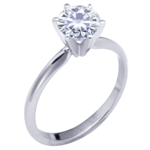 Stunning! Women's 14k White-gold 6.50mm (1 CT) Moissanite Solitaire Engagement Ring by Vicky K Designs ( Vicky K ring ) รูปที่ 1