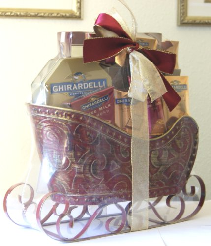 HOUDINI GHIRARDELLI Metal Sleigh Chocolate Gift Basket ( HOUDINI GHIRARDELLI Chocolate Gifts ) รูปที่ 1