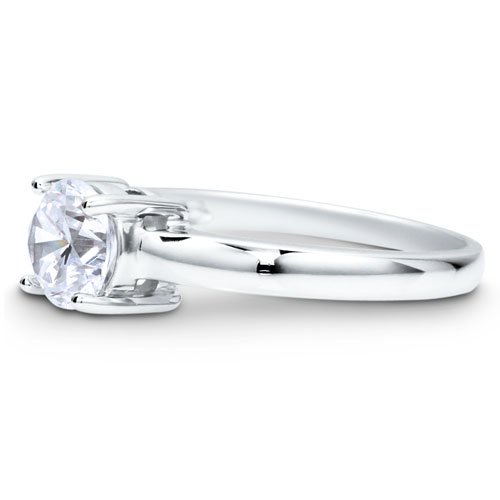 Sterling Silver 925 Cubic Zirconia CZ Round Solitaire Ring - Women's Engagement Wedding Ring ( BERRICLE ring ) รูปที่ 4