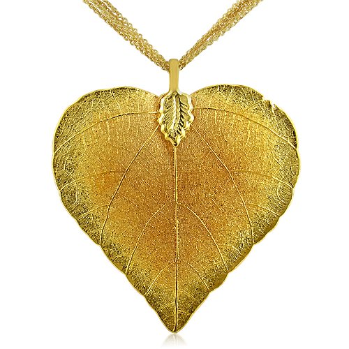 Heart Shaped 24K Gold Overlay Leaf Pendant on Multi Chain Necklace ( SuperJeweler pendant ) รูปที่ 1