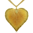 Heart Shaped 24K Gold Overlay Leaf Pendant on Multi Chain Necklace ( SuperJeweler pendant )