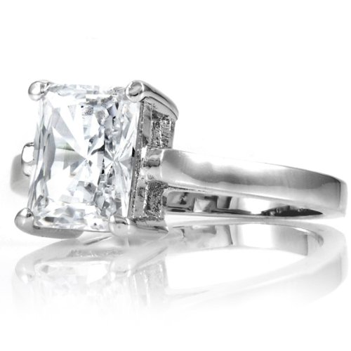 Sonia's Signity CZ Engagement Ring - Radiant Emerald Cut - 925 Sterling Silver, 2 Carat ( Emitations ring ) รูปที่ 3