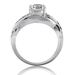 รูปย่อ Sterling Silver Round Cubic Zirconia CZ Solitaire Ring w/Side Stones - Women's Engagement Wedding Ring ( BERRICLE ring ) รูปที่4