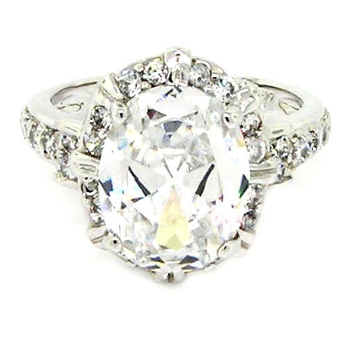 Classic Engagement Ring w/Oval Brilliant White CZ ( Alljoy ring ) รูปที่ 3