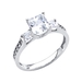 รูปย่อ 14K White Gold Princess Three Stone with Side Stone CZ Cubic Zirconia Wedding Engagement Ring Band ( The World Jewelry Center ring ) รูปที่1