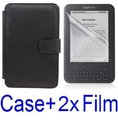 Neewer Black Protective Leather Case Cover For Amazon Kindle 3 eBook E-Reader + 2x SCREEN PROTECTOR (Kindle E book reader)