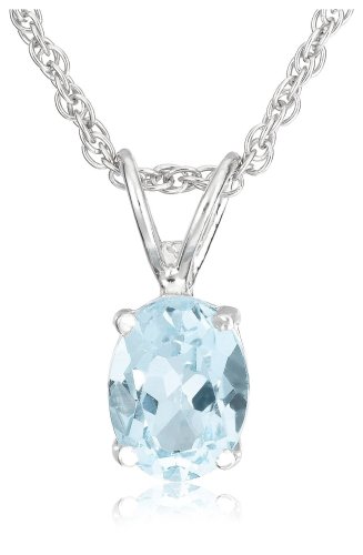 Sterling Silver 8x6mm Oval Blue Topaz Pendant ( Amazon.com Collection pendant ) รูปที่ 1