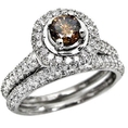 1.23ct Round Chocolate Brown Diamond Engagement Ring Wedding Band Set ( Front Jewelers ring )