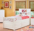 Full Size Captain's Bed with Underbed 4 Storage Drawer Chest White Finish 