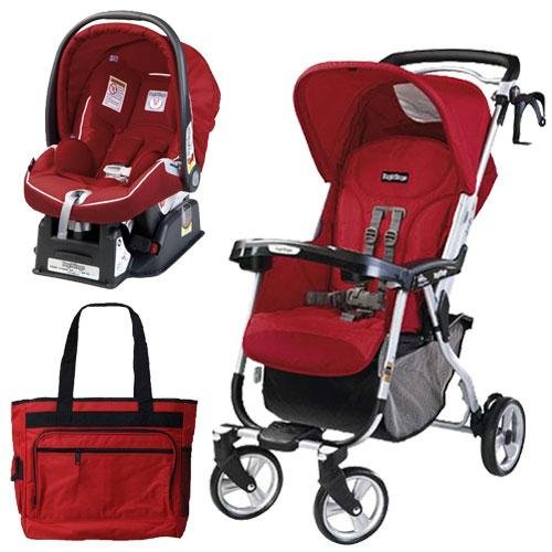 Peg Perego Vela Easy Drive Stroller - Geranium Red Travel System รูปที่ 1