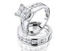 รูปย่อ Princess Cut Diamond Engagement Ring and Wedding Band Set 1 Carat (ctw) in 10K White Gold ( MyJewelryBox ring ) รูปที่2