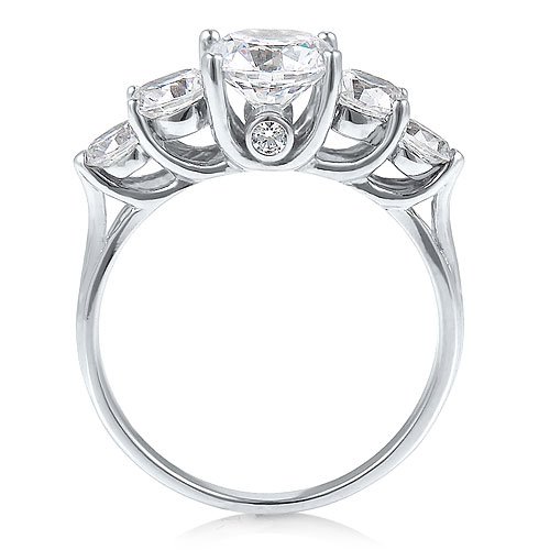 Sterling Silver 925 Round Prong-Set Cubic Zirconia CZ 5-Stone Ring - Women's Engagement Wedding Ring ( BERRICLE ring ) รูปที่ 5