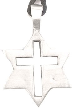 Christian Cross In Jewish Star Pewter Pendant Necklace ( Dan Jewelers pendant ) รูปที่ 1