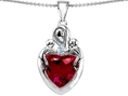 6.65 cttw 14k white gold plated Silver Large Loving Mother with Children Pendant with Lab Created Heart Shape Ruby ( Finejewelers pendant )