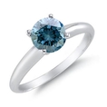 1/2 Ct Blue Diamond Solitaire Ring 14k White Gold ( FineDiamonds9 ring )