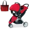 Britax - B-Agile travel system with matching car seat and diaper bag in Red
