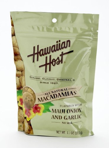 Hawaiian Host MACADAMIA NUTS - Maui Onion and Garlic Flavored, LARGE 11 oz (Resealable Bag) รูปที่ 1