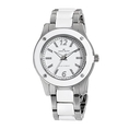 AK Anne Klein Women's 109181WTSV Silver-Tone and White Plastic Dress Watch