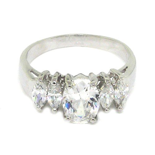 Classic 5-Stone Engagement Ring w/Brilliant White CZs ( Alljoy ring ) รูปที่ 4