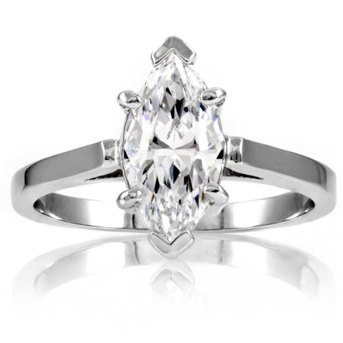 Sonia's Signity CZ Engagement Ring - Marquise Cut - 925 Sterling Silver, 2 Carat ( Emitations ring ) รูปที่ 1