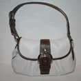 Coach Soho Leather Pleated Flap Hobo Bag White/Bark F15204 ( COACH Hobo bag  )
