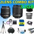 Nikon 18-55mm Vr Af-s Dx Nikkor Lens + Nikon 55-200mm Ed Af-s Dx Lens + 32gb Accessory Kit for Nikon D40, D60, D90 Dslr Cameras (32gb 5lens Pro Kit) ( Zm Len )