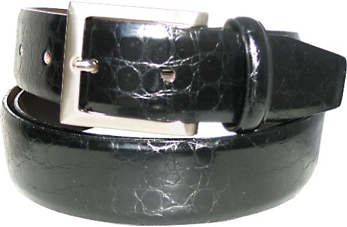 Belt By Ardente, Big Man's Belt, Black Glazed Crocodile Grain Leather 32mm (1-3/8 Inches Wide) - Style 3630 (leather belt ) รูปที่ 1