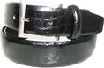 Belt By Ardente, Big Man's Belt, Black Glazed Crocodile Grain Leather 32mm (1-3/8 Inches Wide) - Style 3630 (leather belt )