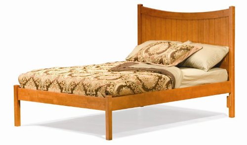 Full Size Platform Bed with Open Footrail Caramel Latte Finish  รูปที่ 1