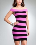 bebe Off Shoulder Wide Stripe Dress ( bebe Night Out dress )