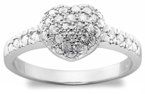 10k White Gold Pave Heart Ring (3/8 cttw, J-K Color, I2-I3 Clarity) ( Amazon.com Collection ring ) รูปที่ 1