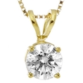 10k Yellow Gold Round Diamond Solitaire Pendant (1/2 cttw, I-J Color, I2-I3 Clarity), 18