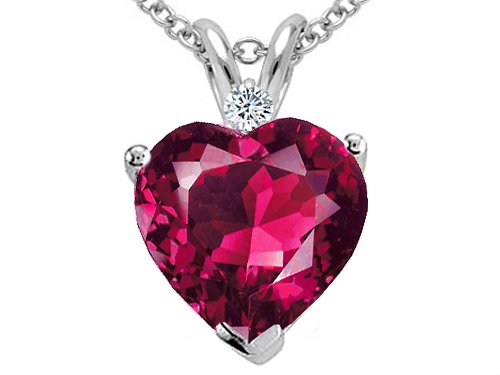 2.02 cttw 10k Gold Created Ruby and Genuine Diamond Heart Pendant - White Gold ( Finejewelers pendant ) รูปที่ 1