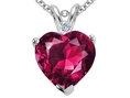 2.02 cttw 10k Gold Created Ruby and Genuine Diamond Heart Pendant - White Gold ( Finejewelers pendant )