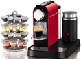 Nespresso C120 Citiz Fire Engine Red Automatic Espresso Machine with Aeroccino Milk Frother and FREE Capsule Carousel Bundle