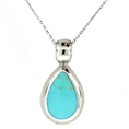 Sterling Silver Turquoise Inlay Tear Drop Pendant, 18