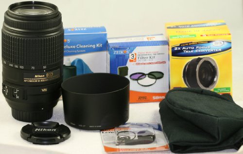 Nikon AF-S DX NIKKOR 55-300mm f/4.5-5.6G ED VR (5.5x) Lens kit with 2X tele-Converter (110-600mm Auto focus) , Set of 3 filters , Case , Hood , Cleaning kit , cap holder and Extended warranty ( Nikon Len ) รูปที่ 1
