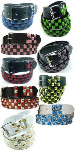 New Mens Studded Leather Snap Belt  รูปที่ 1