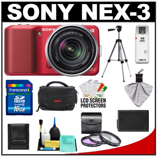 Review Sony Alpha NEX-3 Digital Camera Body & E 18-55mm OSS Compact Interchangeable Lens (Red) with 16GB Card + Battery + Case + Tripod + Accessory Kit รูปที่ 1