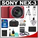 รูปย่อ Review Sony Alpha NEX-3 Digital Camera Body & E 18-55mm OSS Compact Interchangeable Lens (Red) with 16GB Card + Battery + Case + Tripod + Accessory Kit รูปที่1