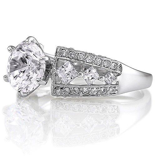 Sterling Silver 925 Cubic Zirconia CZ Ring - Women's Engagement Wedding Ring ( BERRICLE ring ) รูปที่ 3