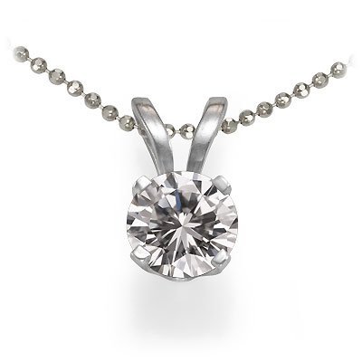 14K White Gold Round Solitaire Diamond Pendant (5/8 ctw, H-I/I1) ( DivaDiamonds pendant ) รูปที่ 1