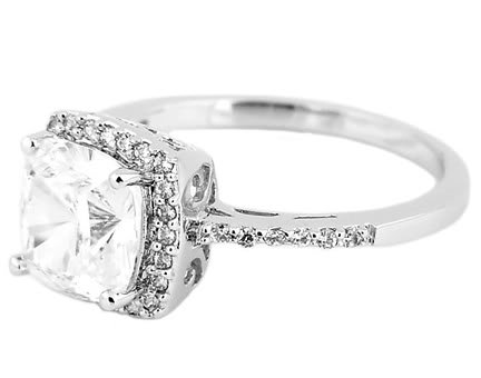 2.5 Ct Cushion Cut Center with Round Cut Cz Cubic Zirconia Engagement Ring-Sterling Silver  รูปที่ 3