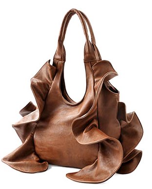Tremendous Flirty Fun Ruffle Double Handle Oversized Hobo Satchel Purse Handbag Shopper Tote Bag ( MG Collection Hobo bag  ) รูปที่ 1